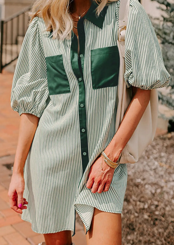 Green Puff Sleeve Dress
