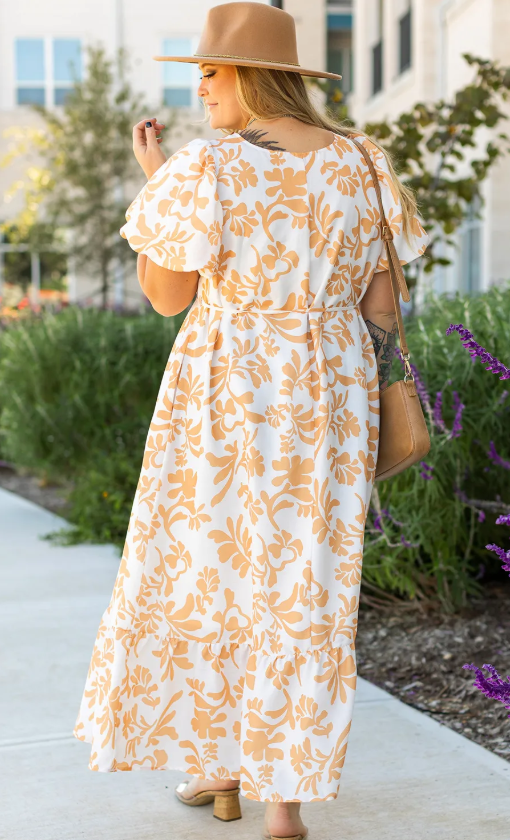 Apricot Floral Dress