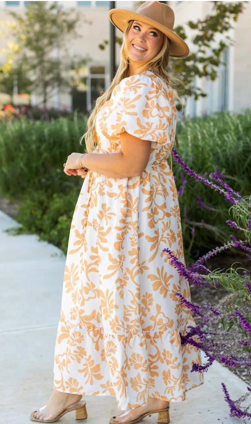 Apricot Floral Dress