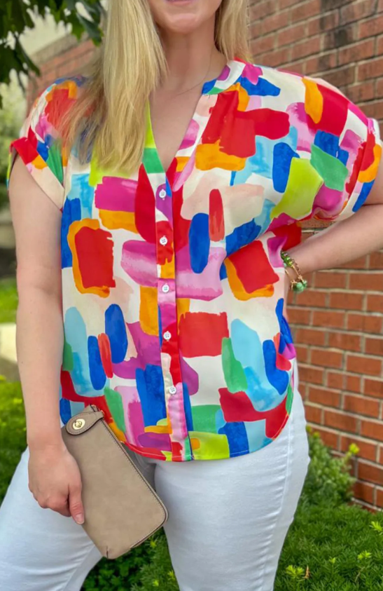 Colorful Brush Blouse