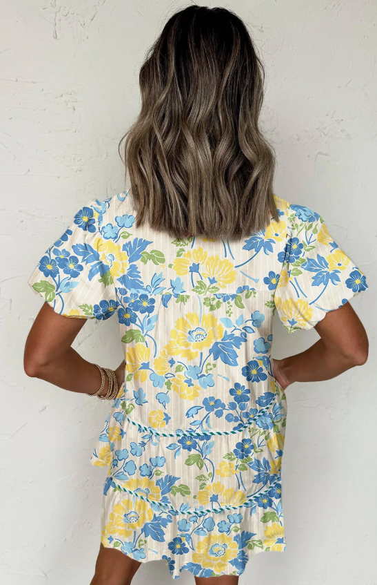 Blue & Yellow Floral Dress