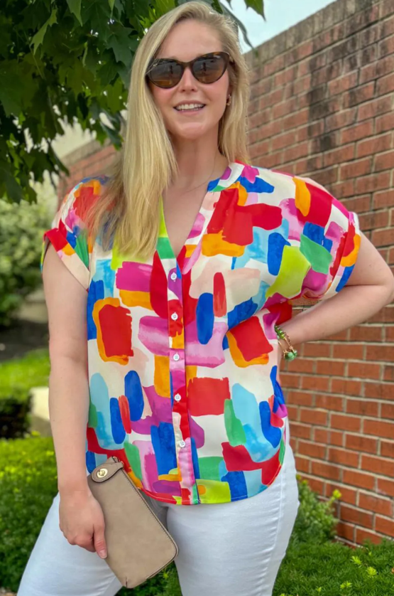 Colorful Brush Blouse