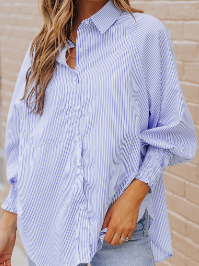 Striped Boyfriend Shirt with Pocket