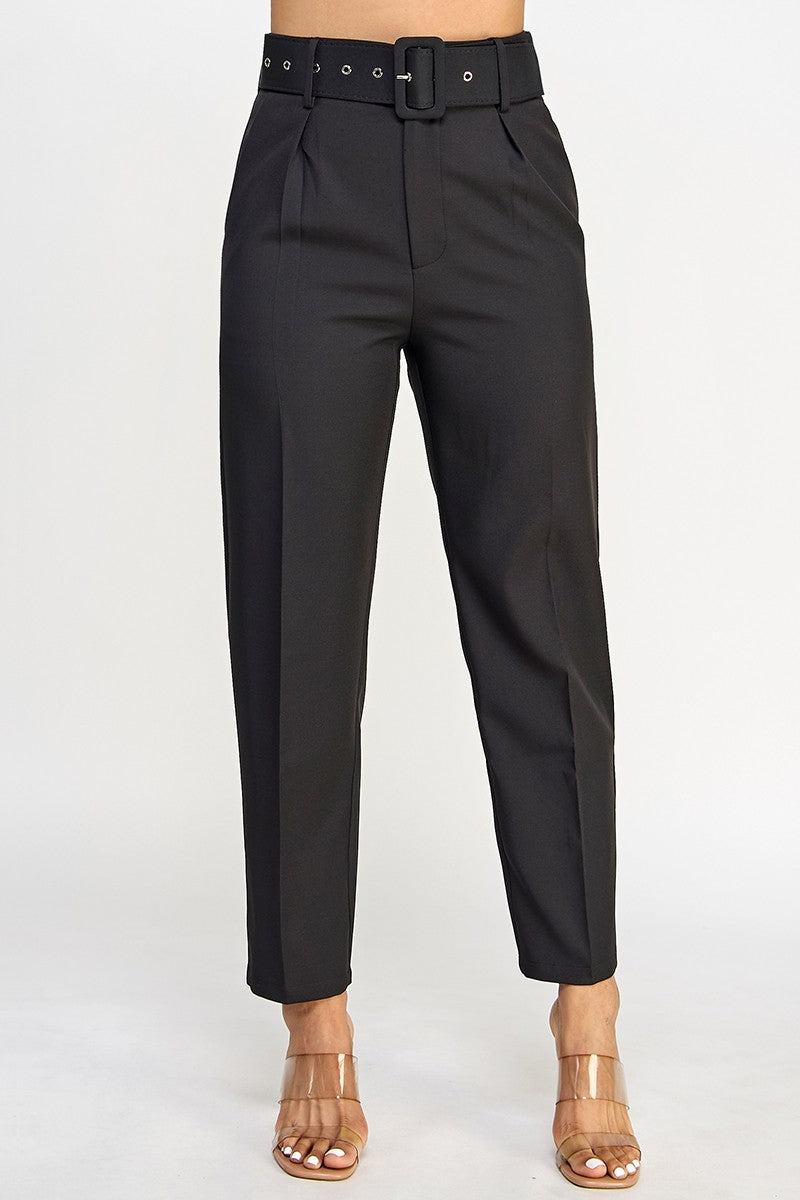 Black High Waisted Pants With Belt