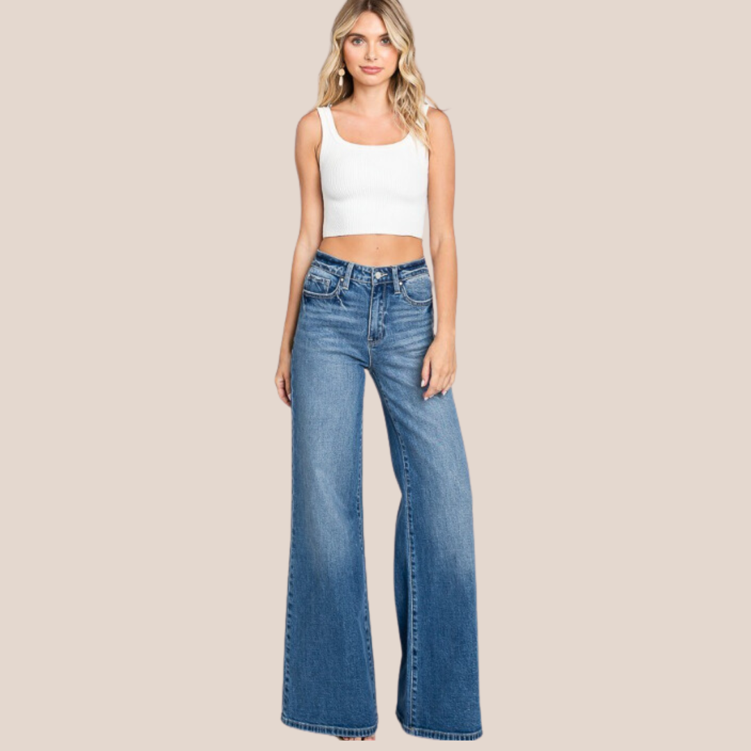 High Rise Comfort Wide Flare Jeans