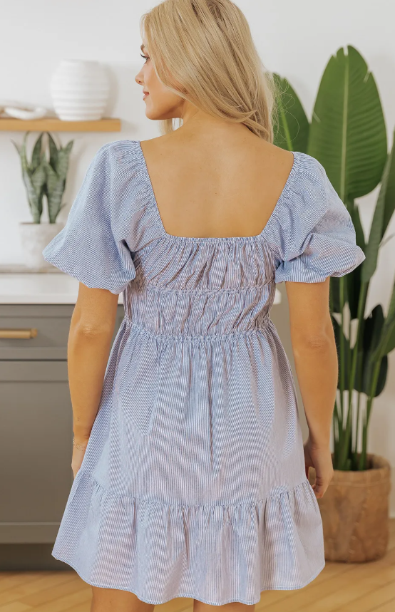 Blue Stripe Bubble Dress