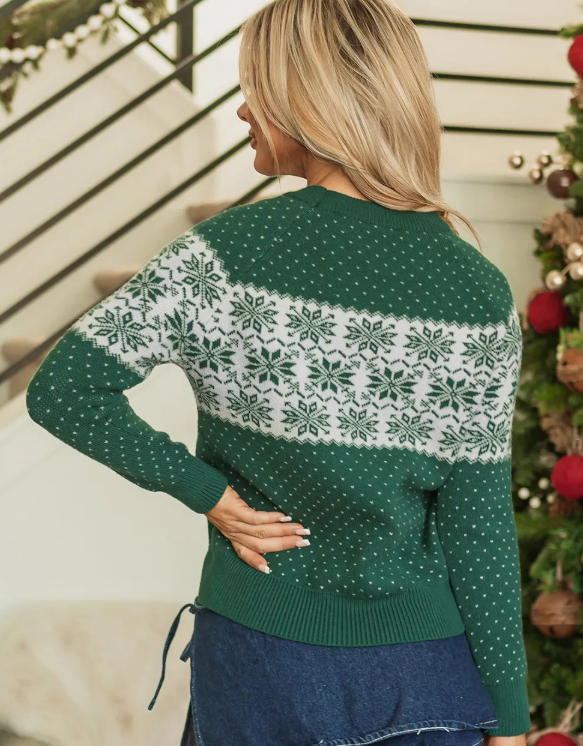 Green Snowflake Sweater