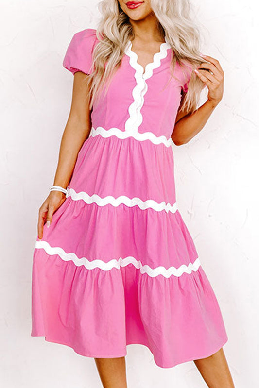 Bonbon Ric Rac Trim Midi Dress
