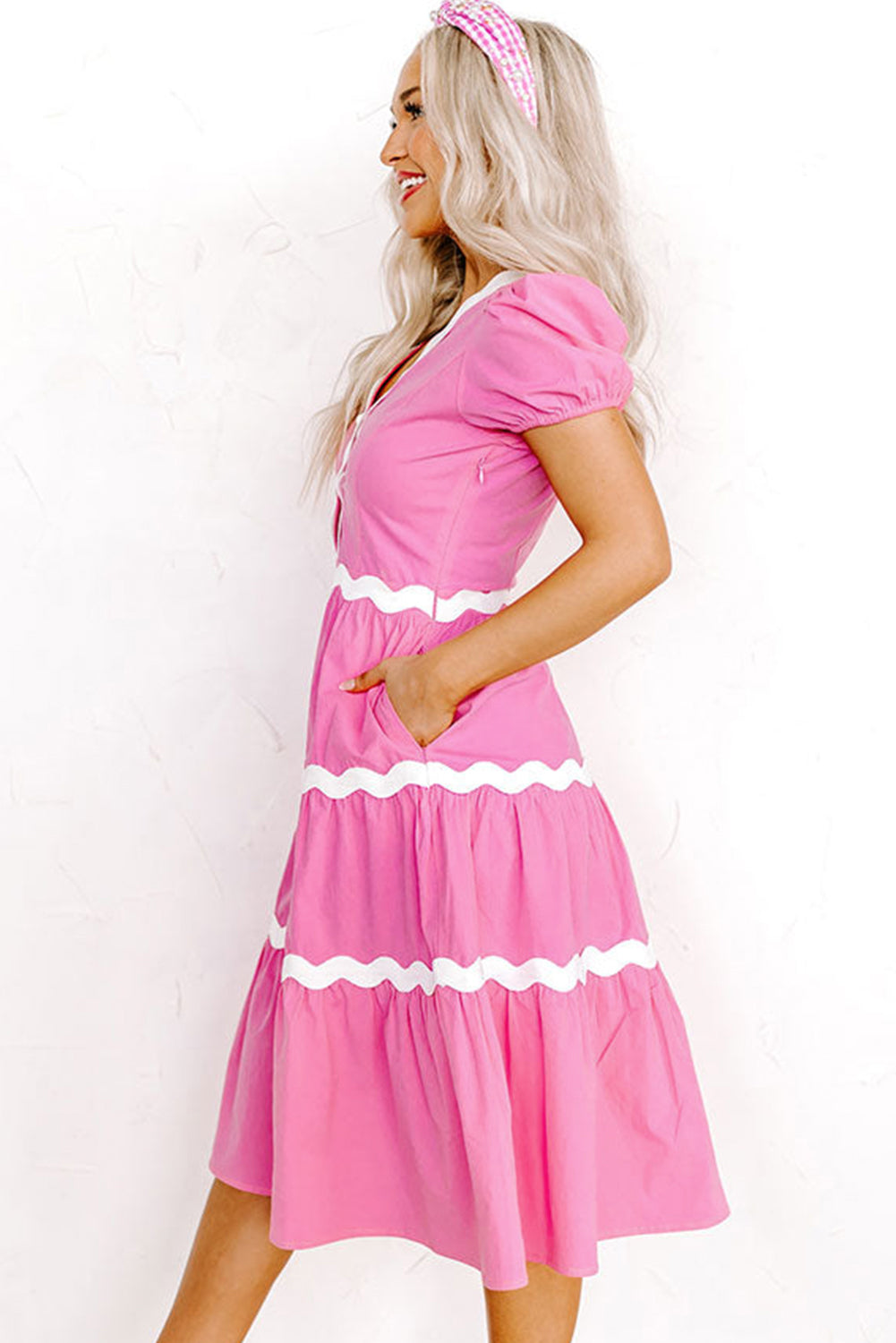 Bonbon Ric Rac Trim Midi Dress