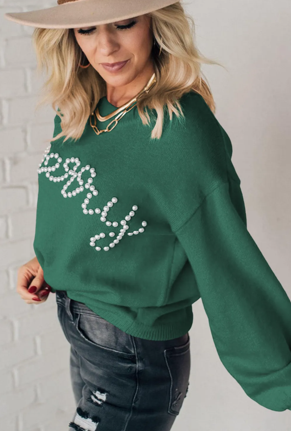 Green Pearl Merry Sweater