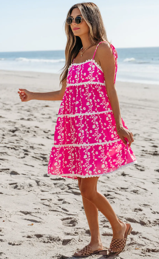 Pink Floral Mini Dress