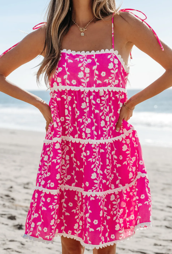 Pink Floral Mini Dress