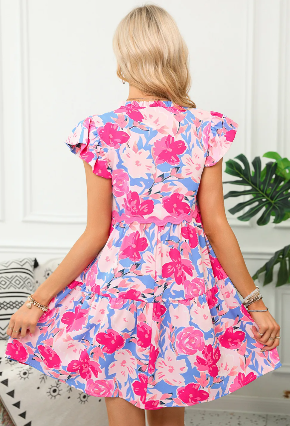 Pink Floral Printed Dress