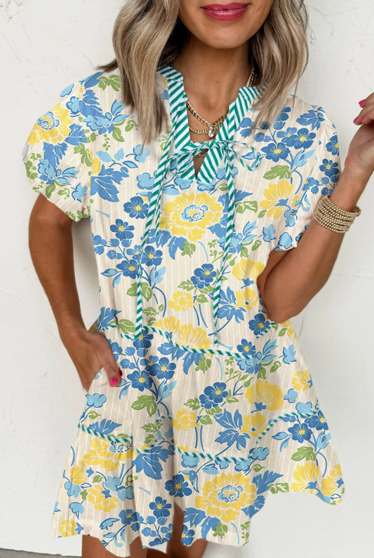 Blue & Yellow Floral Dress
