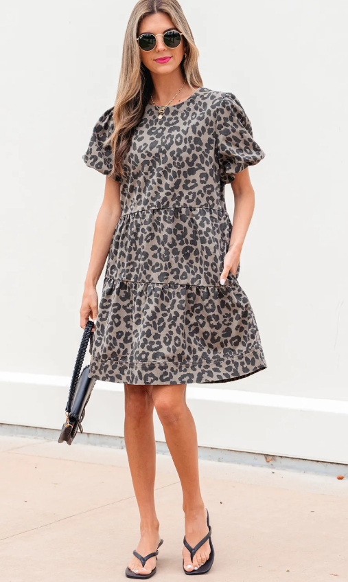 Denim Leopard Dress